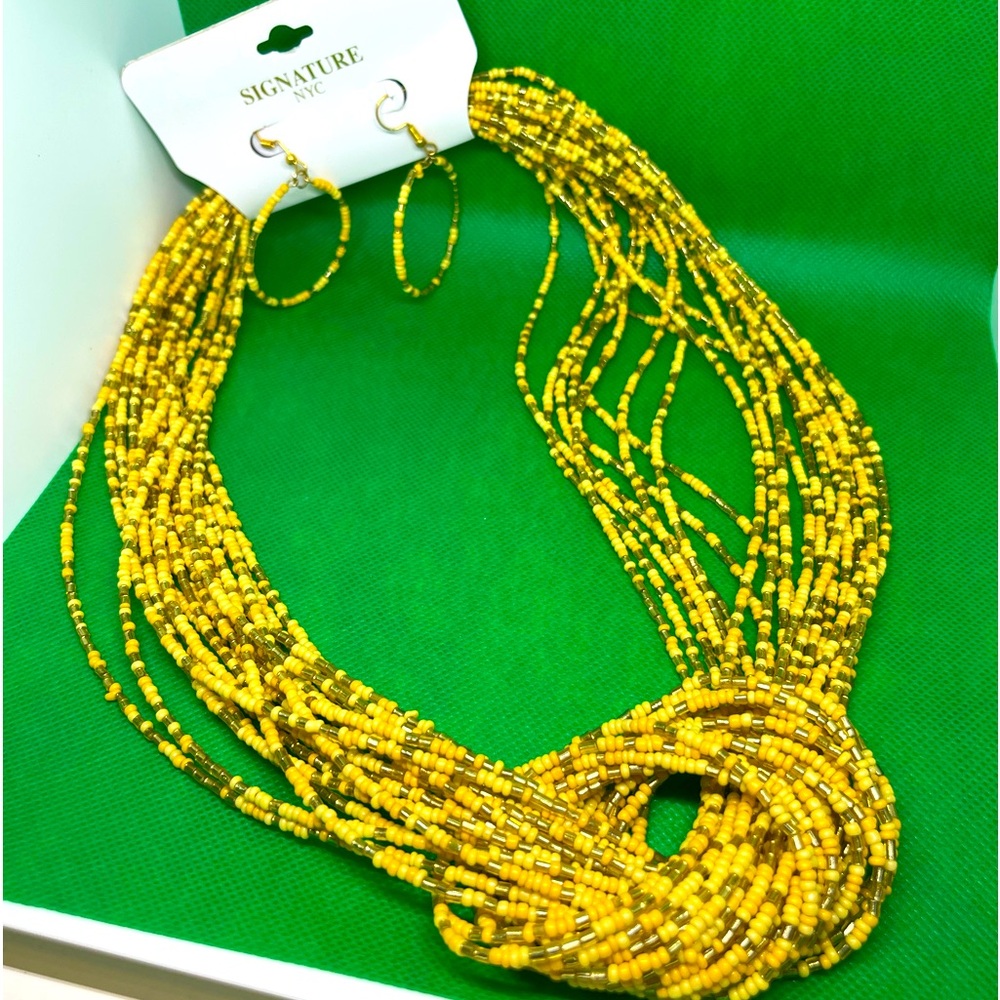 Beaded necklace and earrings
